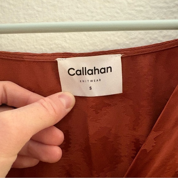 Callahan Knitwear Revolve Elegant Sami Rust Wrap Dress Size Small - Picture 3 of 9